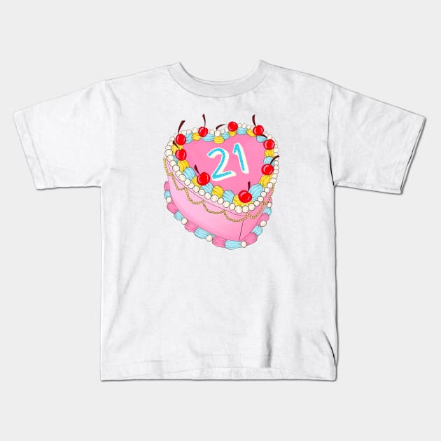 21st Birthday cake Kids T-Shirt by Poppy and Mabel